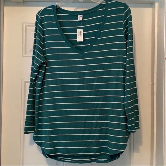 Old Navy Tops - Teal Green & White Striped Old Navy Long Sleeve
